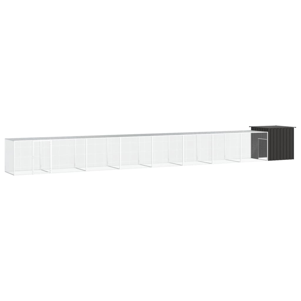 vidaXL Chicken Coop 200x91x100 cm Galvanized Steel Anthracite