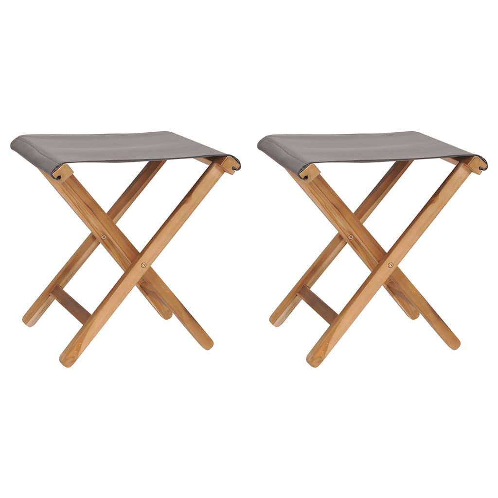 vidaXL Stoelen inklapbaar 2 st massief teakhout en stof crèmewit
