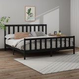 vidaXL Bedframe massief grenenhout zwart 180x200 cm