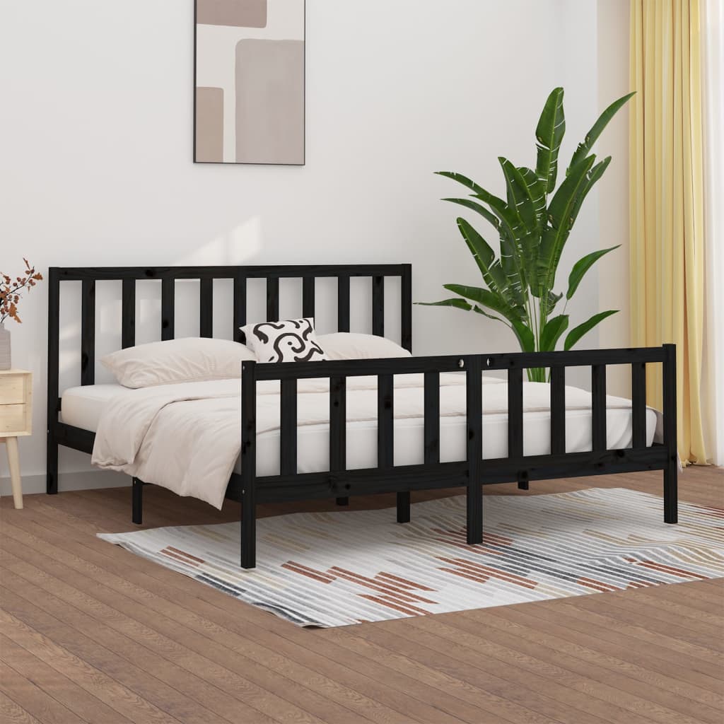 vidaXL Bed Frame Solid Wood Black 180x200 cm