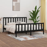 vidaXL Bed Frame Solid Wood Black 180x200 cm