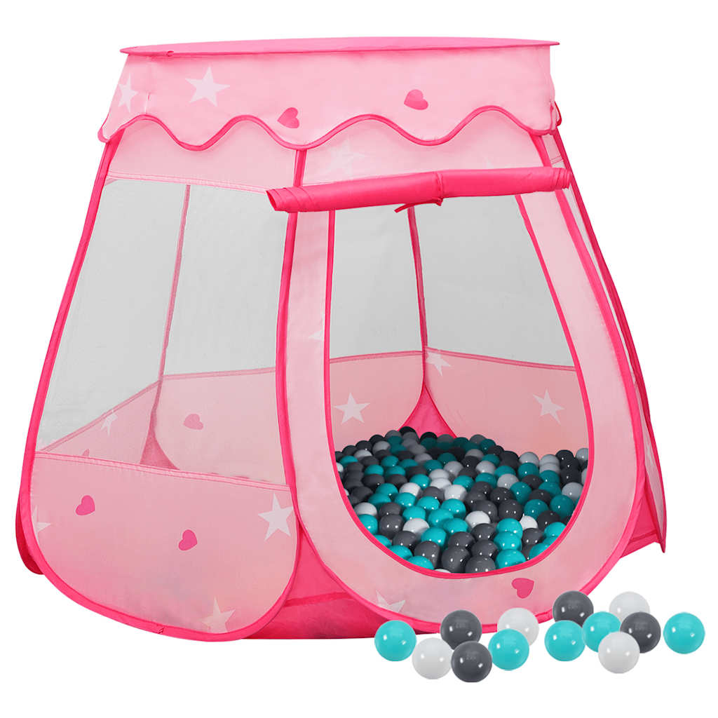 vidaXL Tente pour enfants avec 250 balles 102x102x82 cm rose