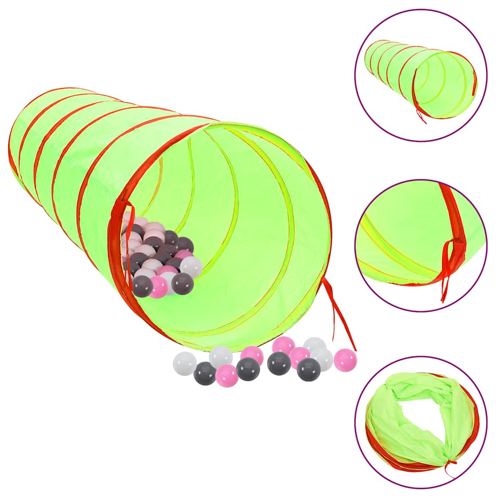 vidaXL Kinderspeeltunnel met 250 ballen 175 cm polyester groen