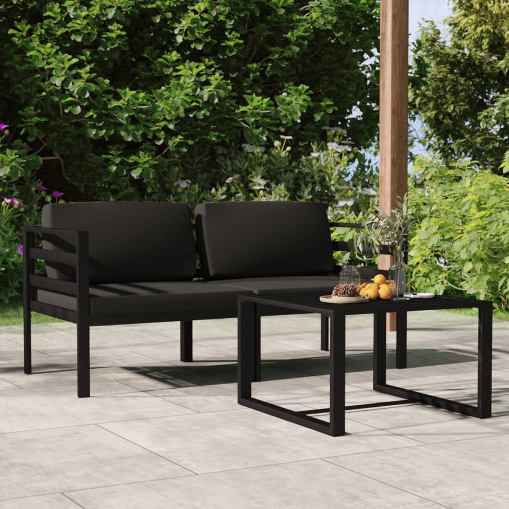 vidaXL 4-delige Loungeset met kussens aluminium antracietkleurig