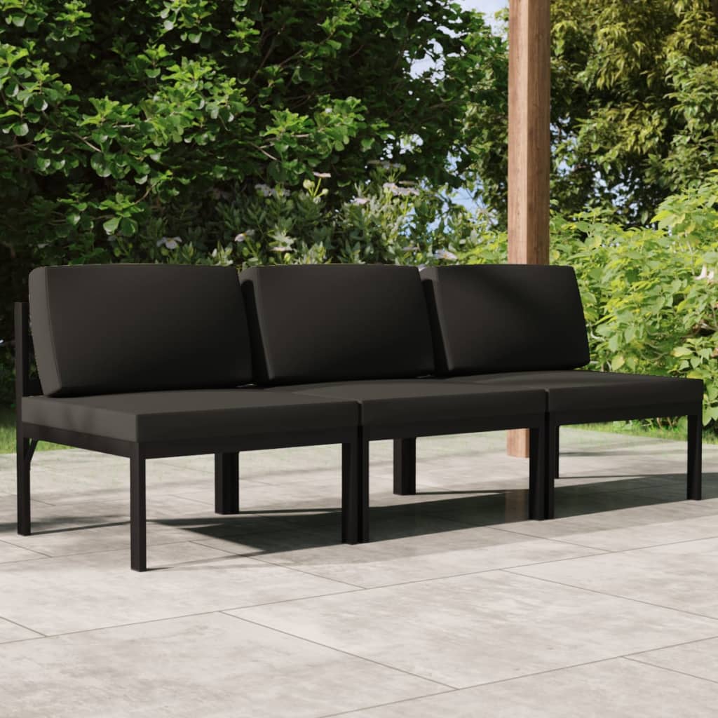 vidaXL 4-delige Loungeset met kussens aluminium antracietkleurig