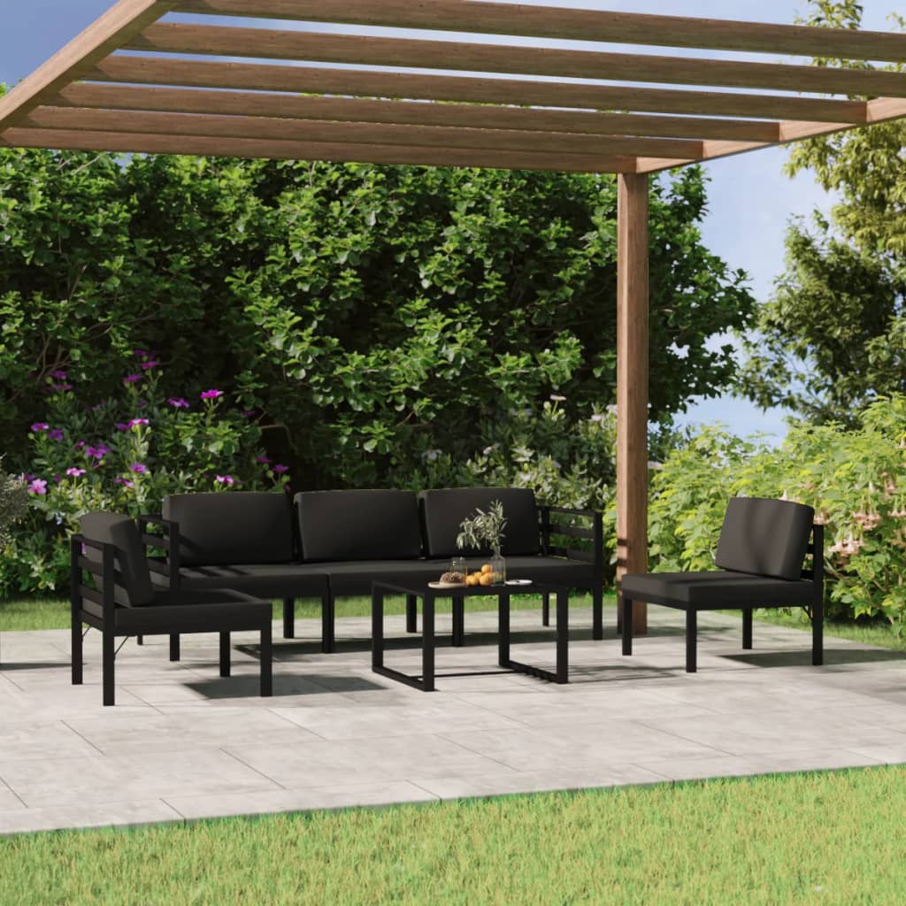 vidaXL 4-delige Loungeset met kussens aluminium antracietkleurig