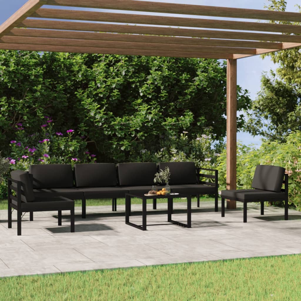 vidaXL 4-delige Loungeset met kussens aluminium antracietkleurig