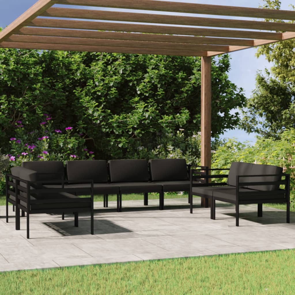 vidaXL 4-delige Loungeset met kussens aluminium antracietkleurig