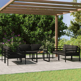 vidaXL 4-delige Loungeset met kussens aluminium antracietkleurig