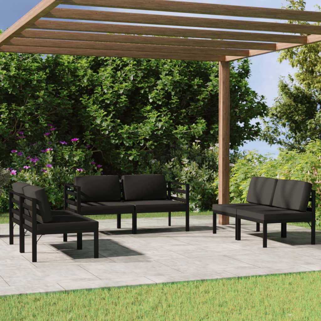 vidaXL 4-delige Loungeset met kussens aluminium antracietkleurig