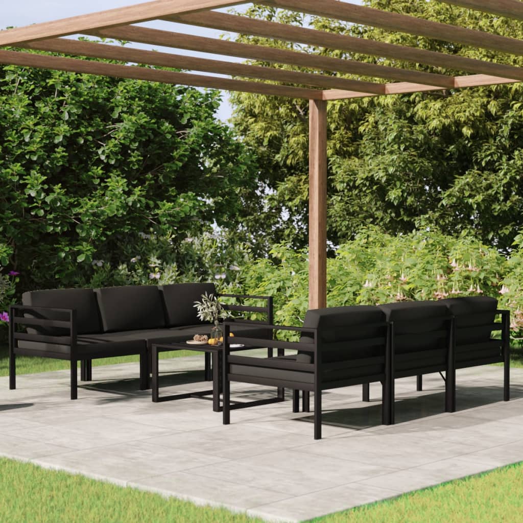 vidaXL 6-delige Loungeset met kussens aluminium antracietkleurig