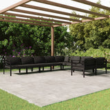 vidaXL 8-delige Loungeset met kussens aluminium antracietkleurig