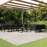 vidaXL 8-delige Loungeset met kussens aluminium antracietkleurig
