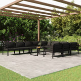 vidaXL 8-delige Loungeset met kussens aluminium antracietkleurig