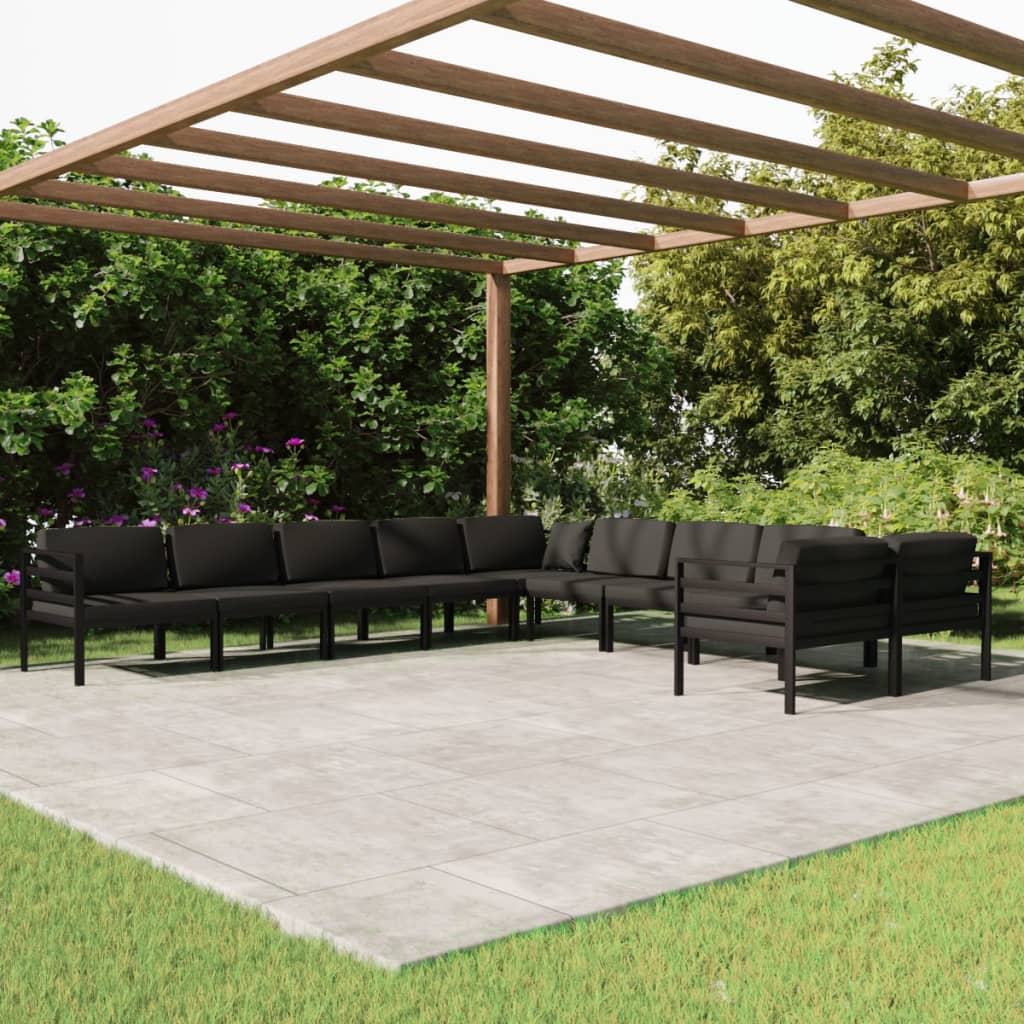 vidaXL 8-delige Loungeset met kussens aluminium antracietkleurig