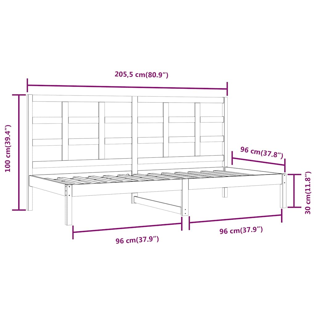 vidaXL Slaapbank zonder matras 80x200 cm massief grenenhout wit
