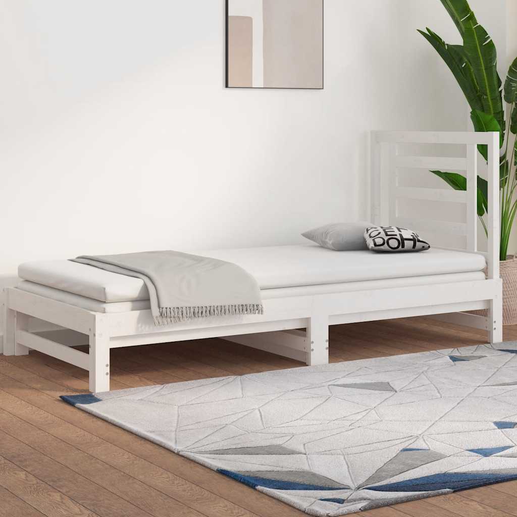 vidaXL Slaapbank uitschuifbaar 2x(90x200) cm massief grenenhout