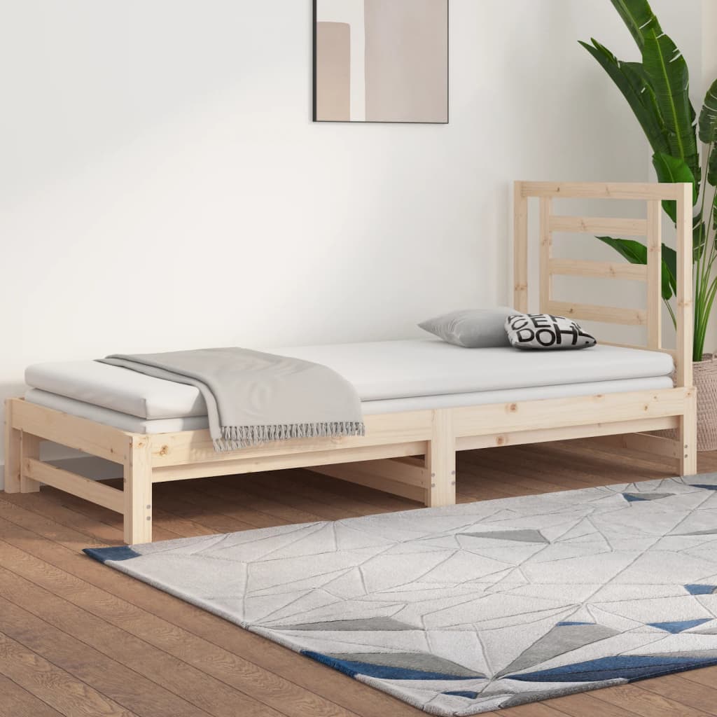 vidaXL Slaapbank uitschuifbaar 2x(90x200) cm massief grenenhout