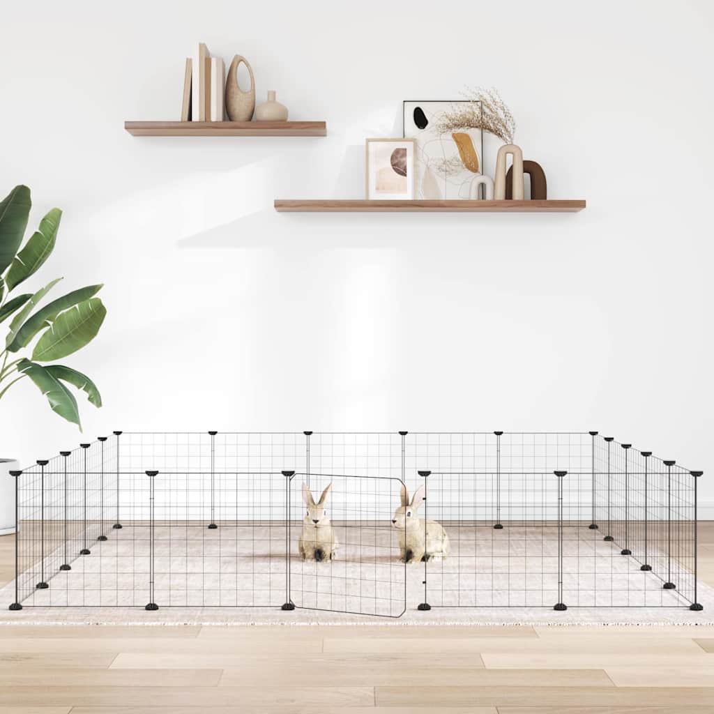 vidaXL Pet Playpen with 8 Panels, Black, 35x35 cm, Steel