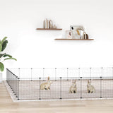 vidaXL Pet Playpen with 8 Panels, Black, 35x35 cm, Steel