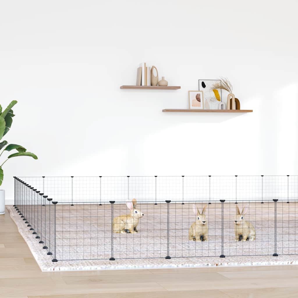 vidaXL Pet Playpen with 8 Panels, Black, 35x35 cm, Steel