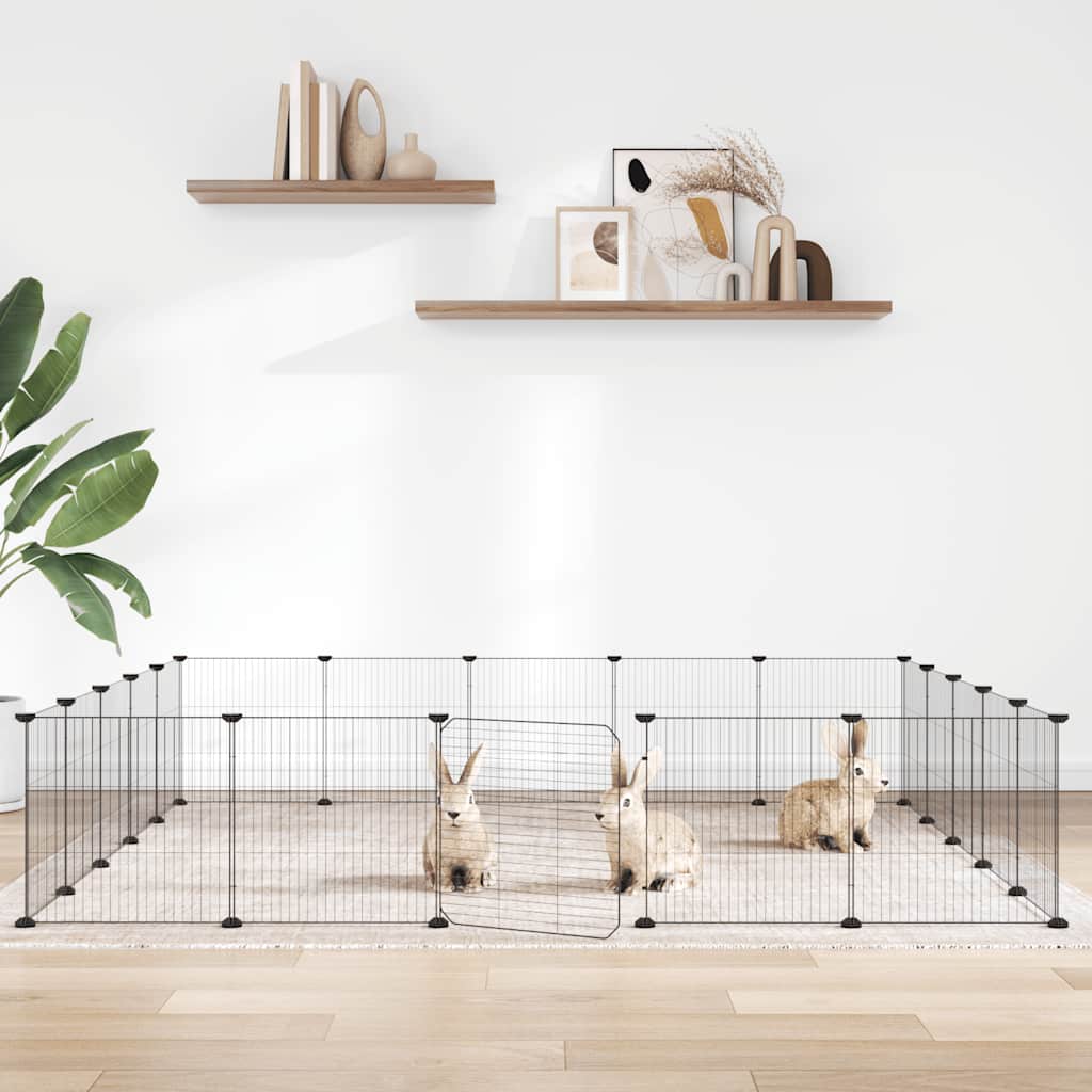 vidaXL Pet Playpen with 8 Panels, Black, 35x35 cm, Steel