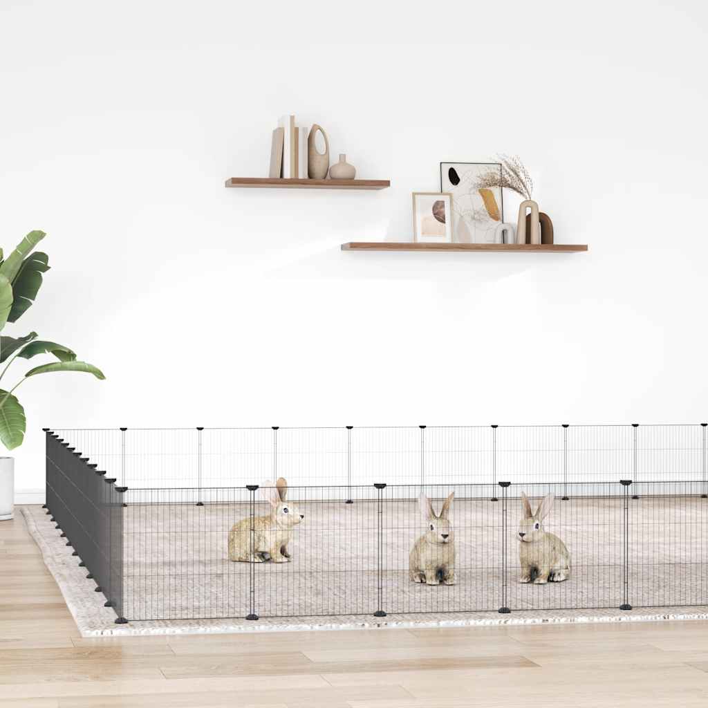 vidaXL Pet Playpen with 8 Panels, Black, 35x35 cm, Steel