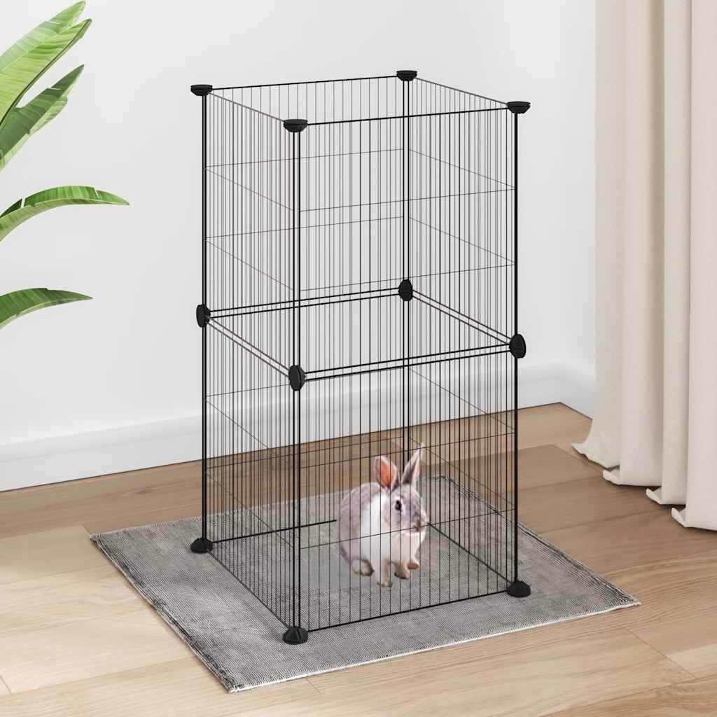 vidaXL Huisdierenkooi met 8 panelen 35x35 cm staal zwart