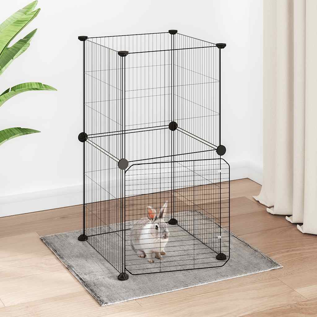 vidaXL Huisdierenkooi met 8 panelen 35x35 cm staal zwart