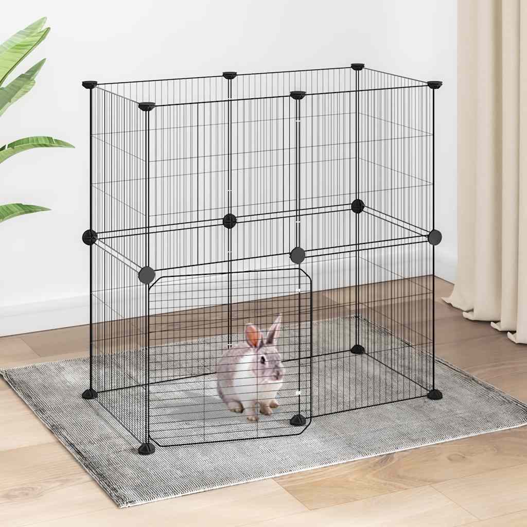 vidaXL Huisdierenkooi met 8 panelen 35x35 cm staal zwart