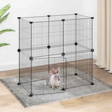 vidaXL Huisdierenkooi met 8 panelen 35x35 cm staal zwart