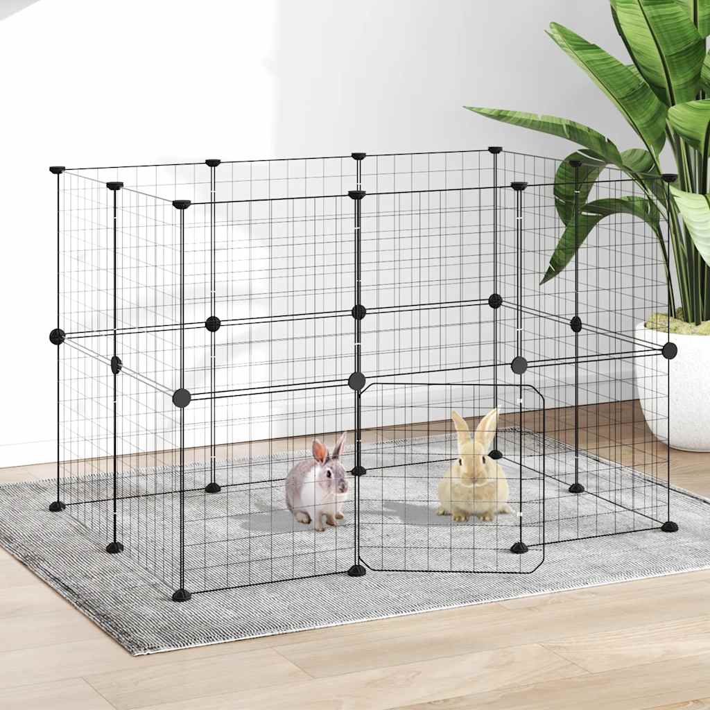 vidaXL Huisdierenkooi met 8 panelen 35x35 cm staal zwart