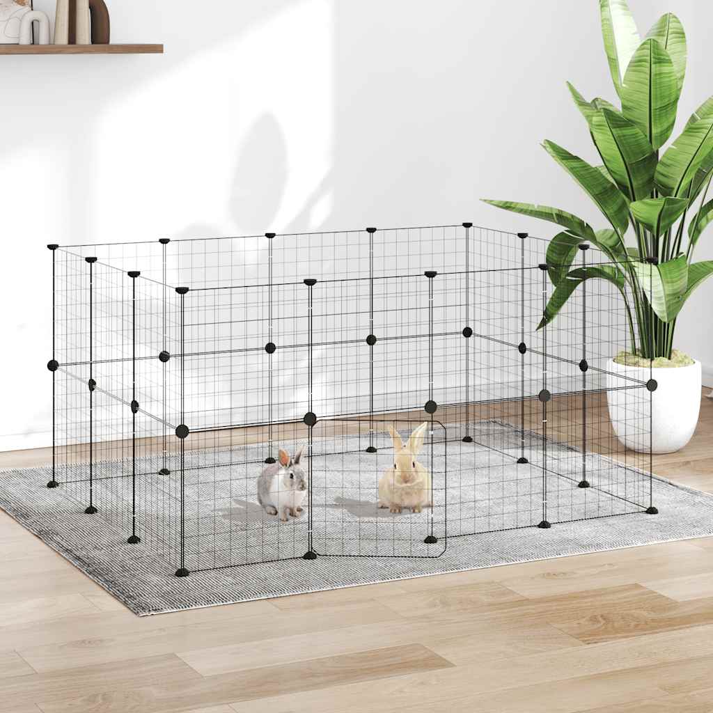 vidaXL Huisdierenkooi met 8 panelen 35x35 cm staal zwart