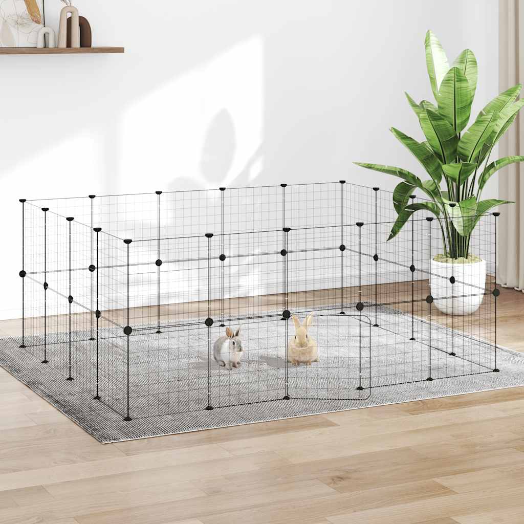 vidaXL Huisdierenkooi met 8 panelen 35x35 cm staal zwart
