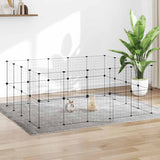 vidaXL Huisdierenkooi met 8 panelen 35x35 cm staal zwart
