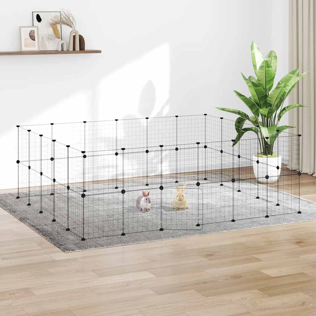 vidaXL Huisdierenkooi met 8 panelen 35x35 cm staal zwart