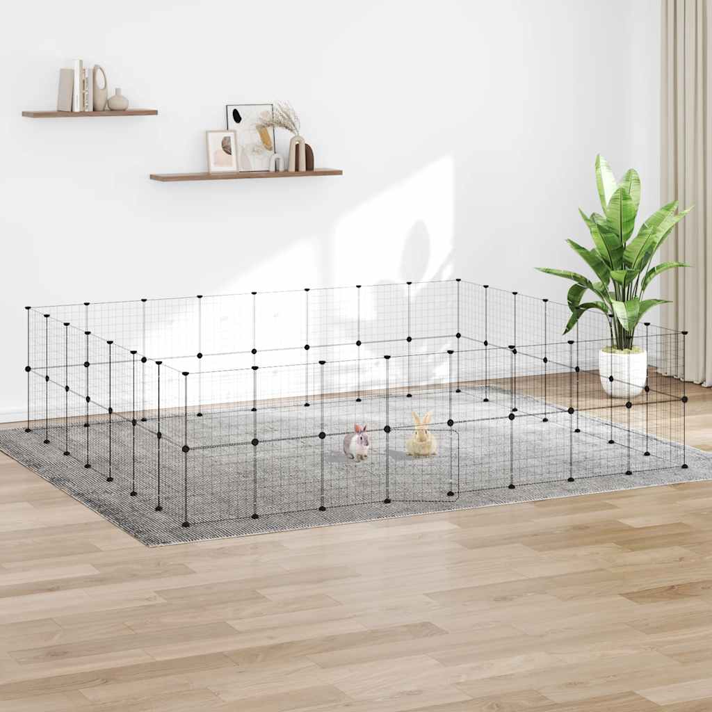 vidaXL Huisdierenkooi met 8 panelen 35x35 cm staal zwart