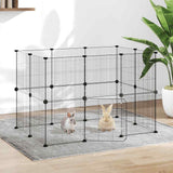 vidaXL Huisdierenkooi met 8 panelen 35x35 cm staal zwart