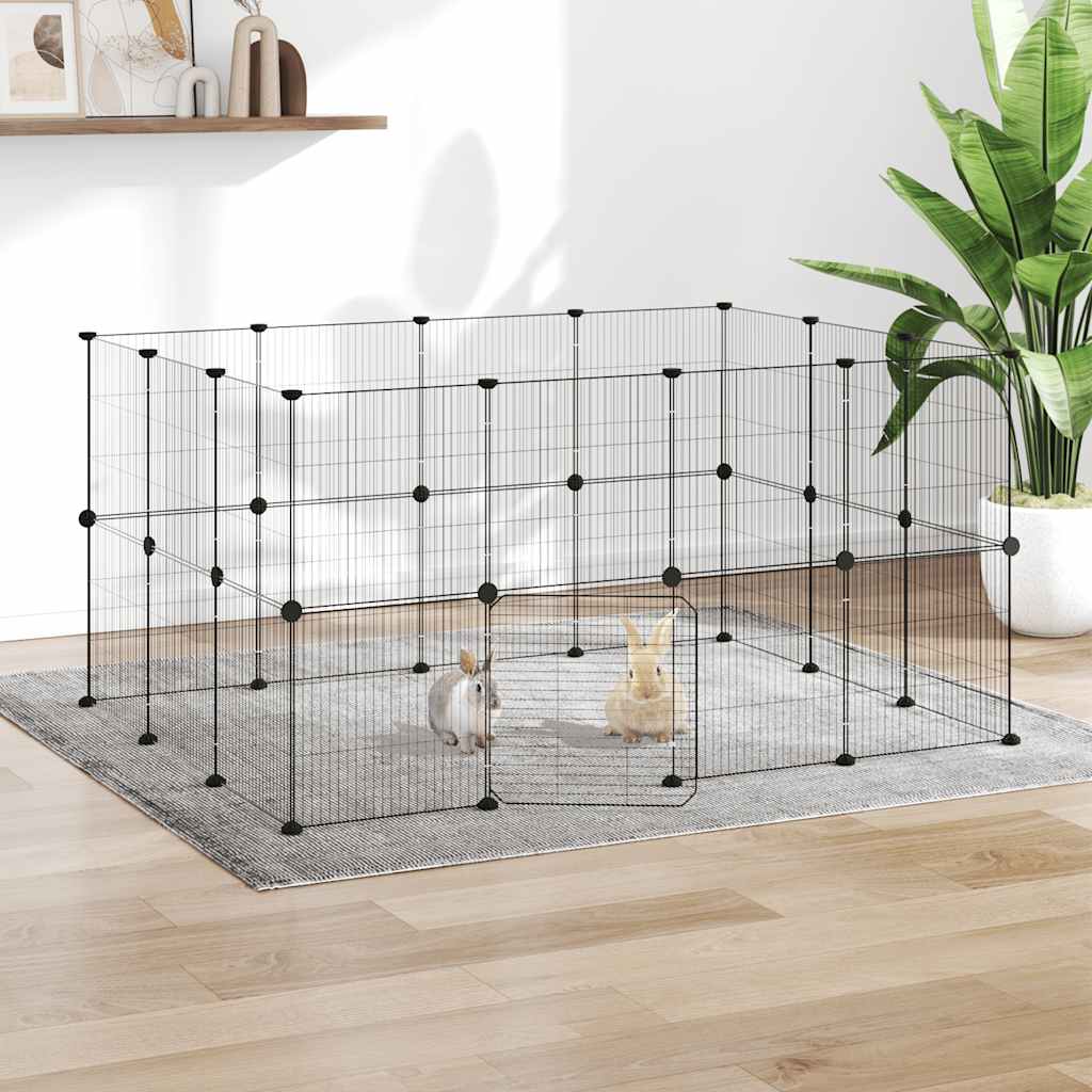 vidaXL Huisdierenkooi met 8 panelen 35x35 cm staal zwart