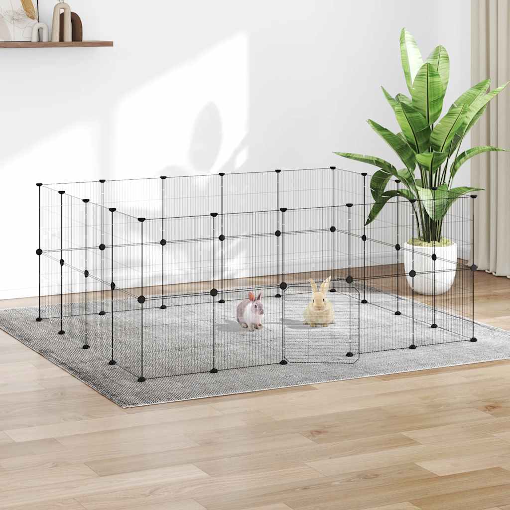 vidaXL Huisdierenkooi met 8 panelen 35x35 cm staal zwart