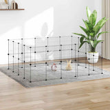 vidaXL Huisdierenkooi met 8 panelen 35x35 cm staal zwart