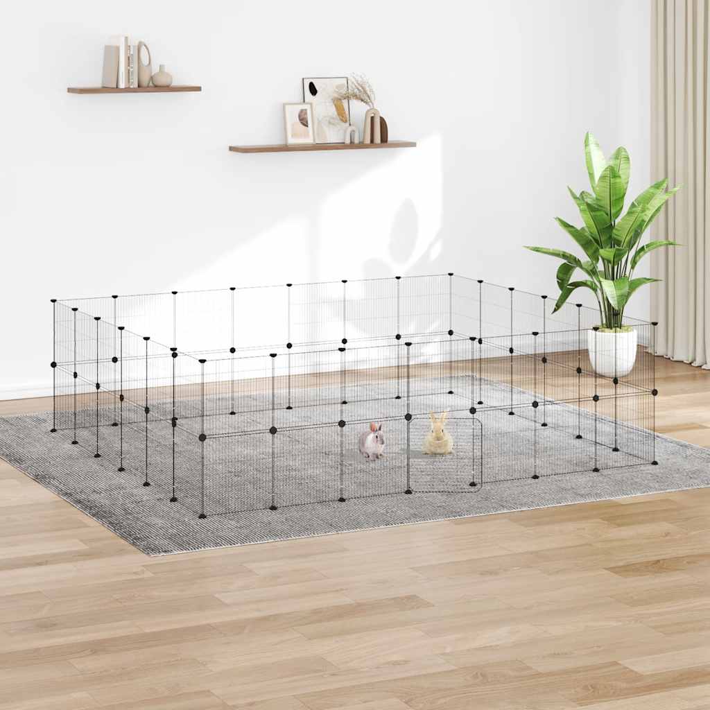 vidaXL Huisdierenkooi met 8 panelen 35x35 cm staal zwart