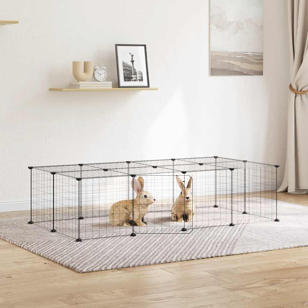 vidaXL Huisdierenkooi met 8 panelen 35x35 cm staal zwart