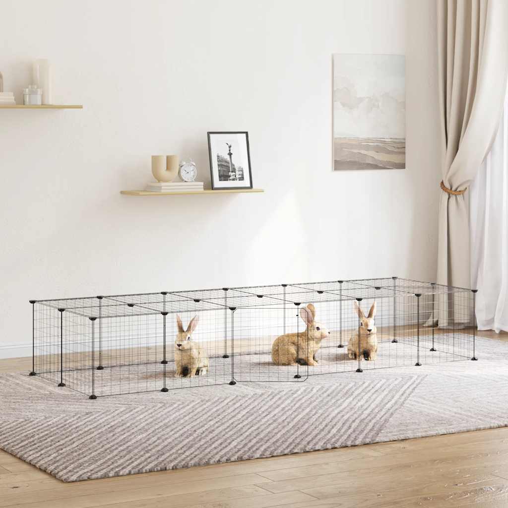 vidaXL Huisdierenkooi met 8 panelen 35x35 cm staal zwart