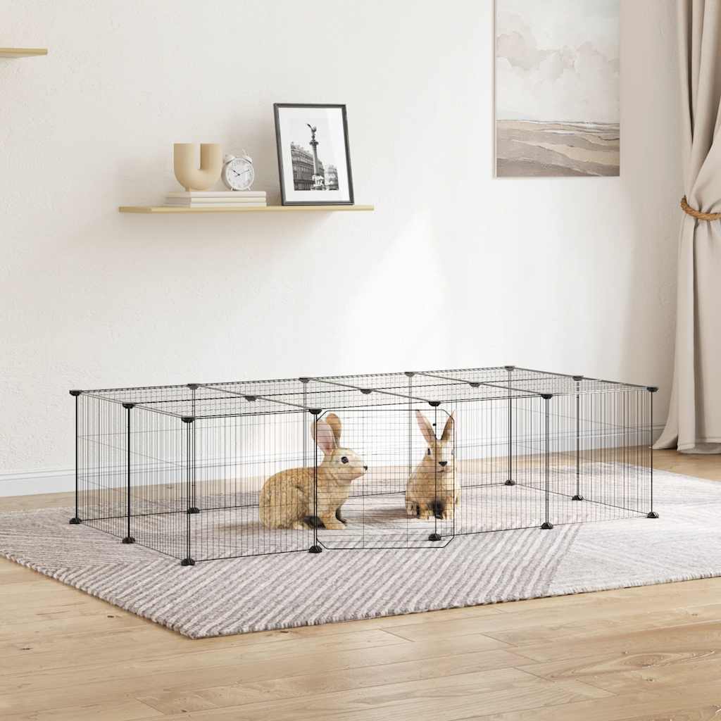 vidaXL Huisdierenkooi met 8 panelen 35x35 cm staal zwart