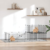 vidaXL Pet Cage with Door 20 Panels 35x35 cm Steel Black