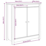 vidaXL Dressoirs 2 st 70x35x80 cm massief grenenhout grijs