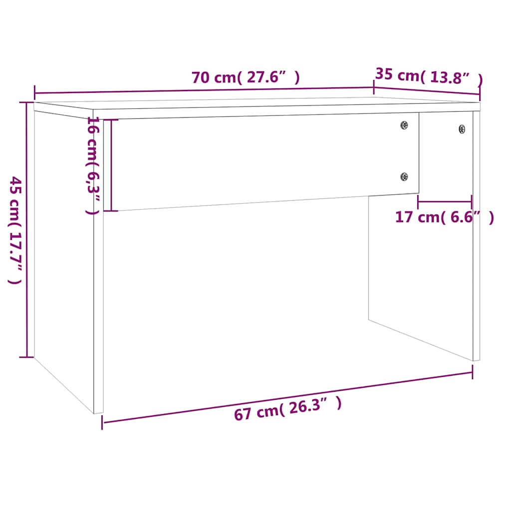 vidaXL Kaptafelset 96x40x142 cm wit