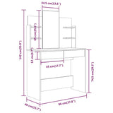 vidaXL Kaptafelset 96x40x142 cm wit