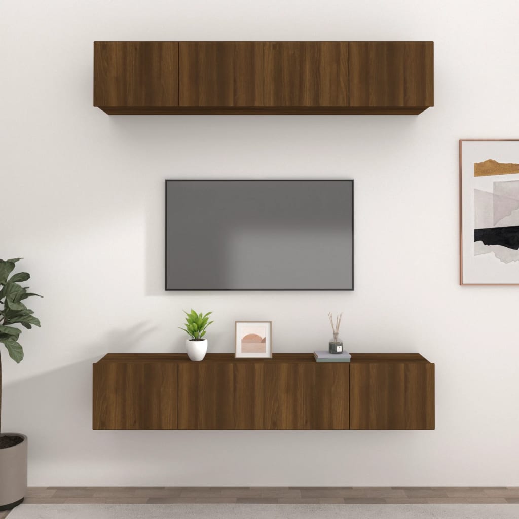 vidaXL Tv-meubels 4 st 80x30x30 cm bewerkt hout wit